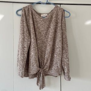 Soft Long Sleeve with Cut Out Shoulders and a Tie in the Front